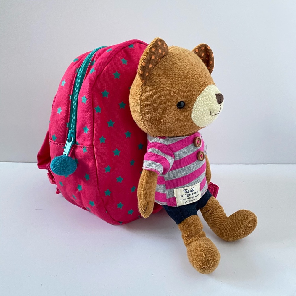 NWT - Toddler Kids Safety Harness pink Backpack with removable Bear Plush toy